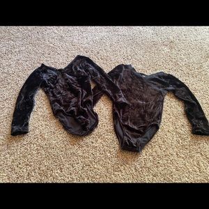 Black velvet-like leotards